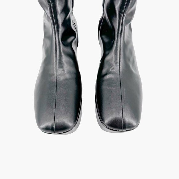 Prada Triangle Logo Platform Boots EU 39 US 9 Black Stretch Nappa Tech Mid Calf - Picture 4 of 16